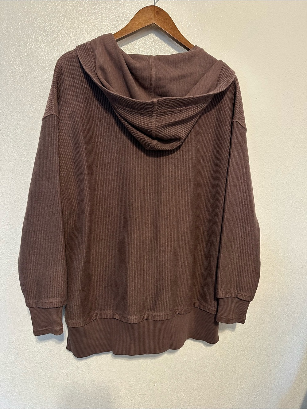 aerie Ribbed Henley Hoodie in Brown - Picture 7 of 7